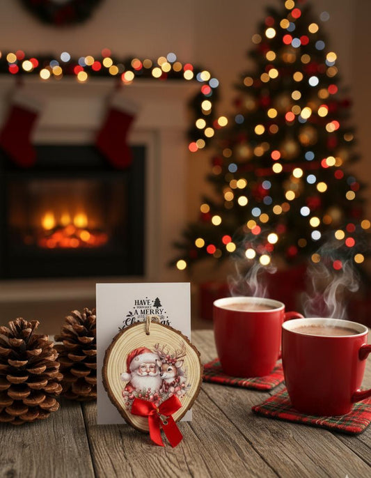 Tag con pallina in disco di legno con grafica