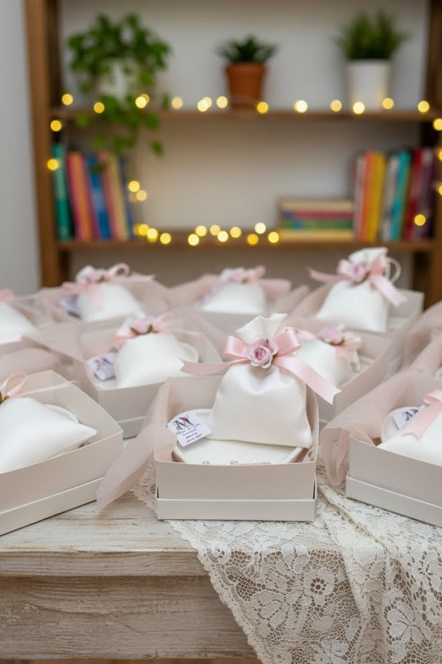 Sacchetti con piattio a cuore in gesso ceramico