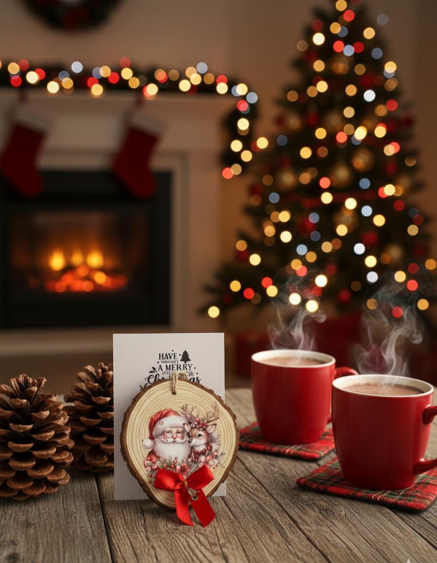 Tag con pallina in disco di legno con grafica