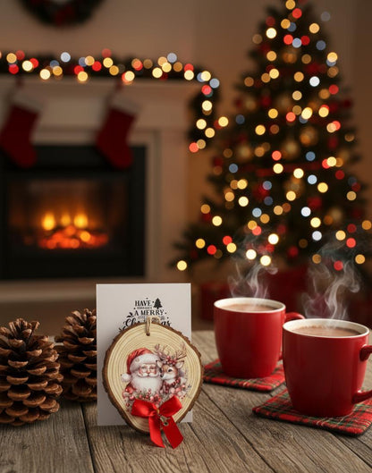 Tag con pallina in disco di legno con grafica