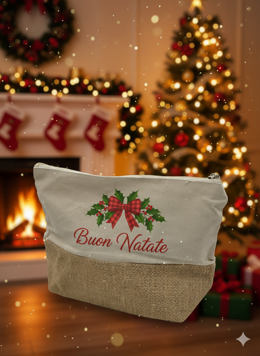 Pochette grande cotone/juta personalizzabile