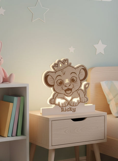 Lampada in legno personalizzata - Leone