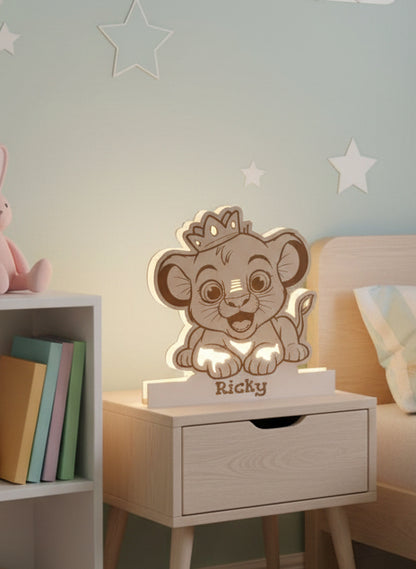 Lampada in legno personalizzata - Leone