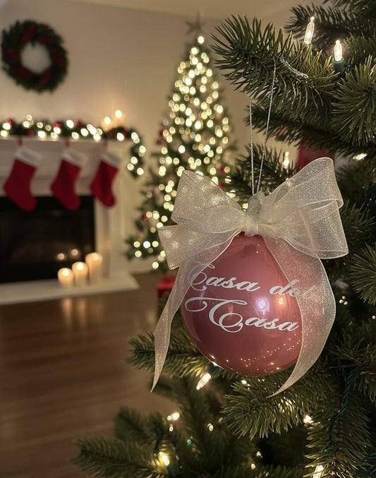 Sfere in vetro con nastro a doppio raso