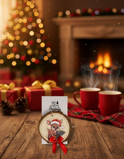 Tag con pallina in disco di legno con grafica