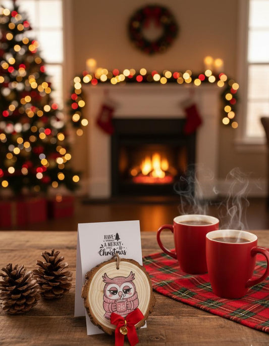 Tag con pallina in disco di legno con grafica