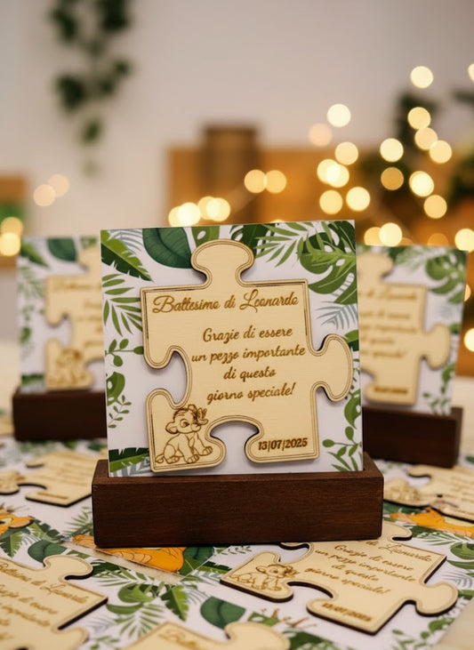 Puzzle con supporto in legno