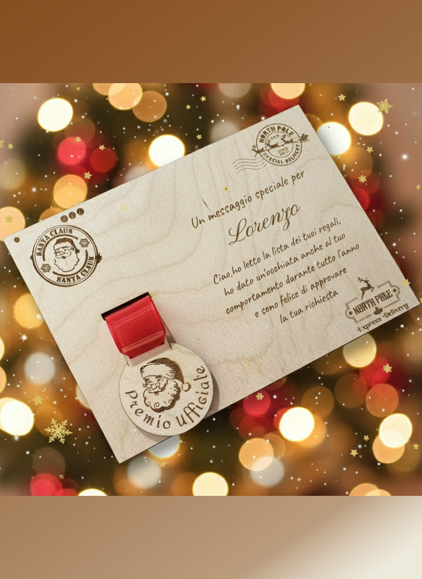 Lettera Babbo Natale in legno con nome personalizzabile